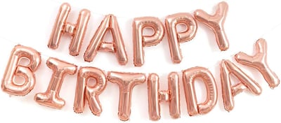 16吋 玫瑰金生日快樂字母氣球1