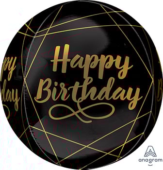 立體球 紳士風格黑金生日快樂1