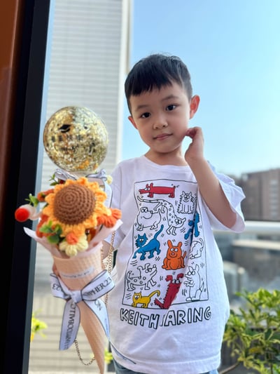 《可客製專屬名字》畢業手作針織花氣球 - 甜筒造型3