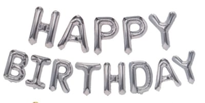 16吋 銀色生日快樂字母氣球1