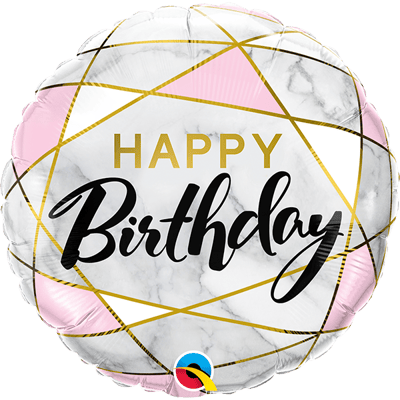 18吋 粉色大理石生日快樂1