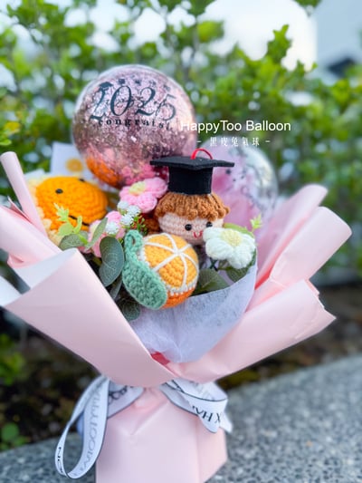 《可客製專屬名字》畢業手作針織花氣球-花束款8