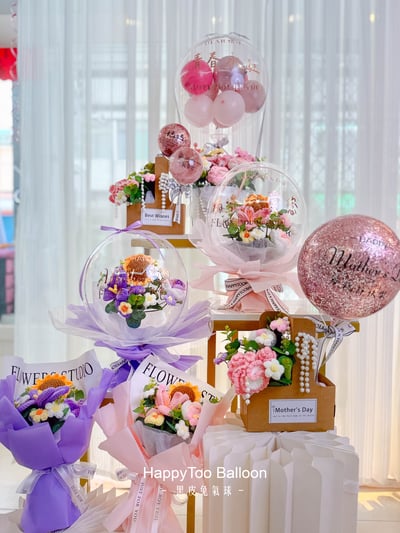 母親節手作針織花氣球禮盒《手提盒款&水晶球款》1