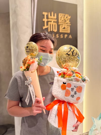 《可客製專屬名字》畢業手作針織花氣球 - 橙意滿滿祝賀花束6