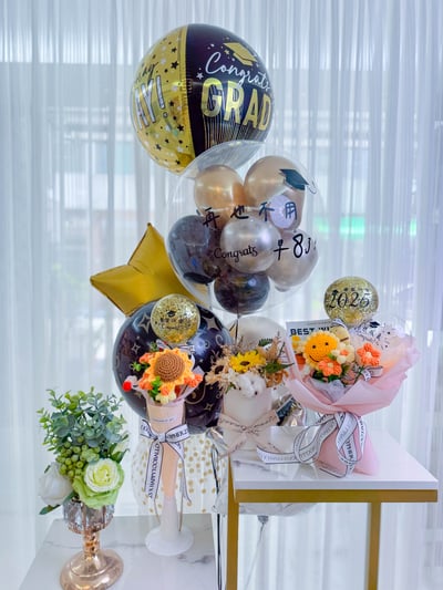 《可客製專屬名字》畢業手作針織花氣球 - 甜筒造型7