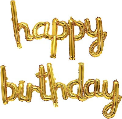 12吋 金色小寫連體生日快樂字母1