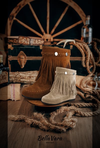 BellaVara波希米亞親子流蘇靴-黑2