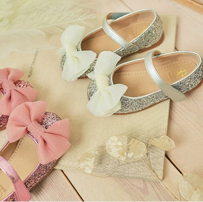 BellaVara閃亮夢幻蝴蝶結公主鞋-氣質銀3