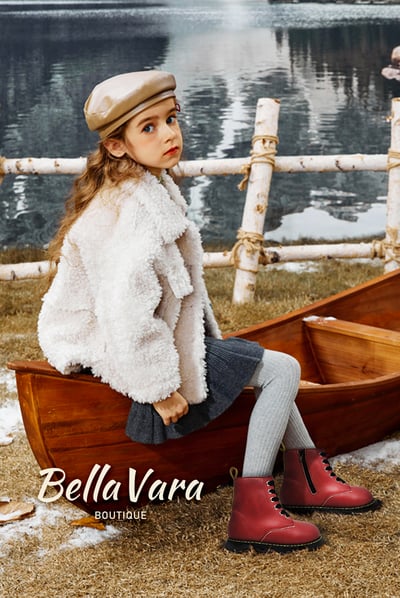 BellaVara 輕量化兒童六孔復古靴-紅5