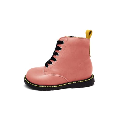BellaVara 輕量化兒童六孔復古靴-粉2
