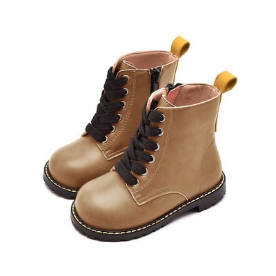 BellaVara 輕量化兒童六孔復古靴-棕1
