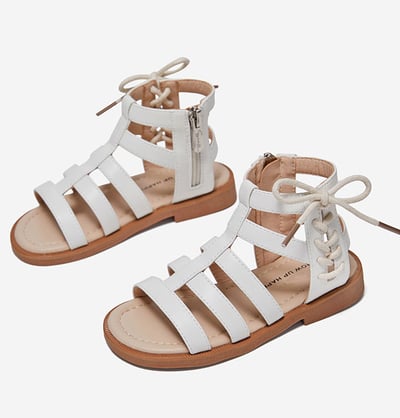 BellaVara春夏季新款百搭羅馬公主涼鞋-白2