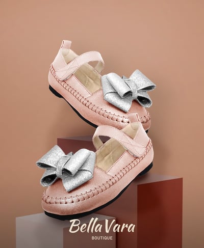 BellaVara 夢幻女孩公主蝴蝶休閒鞋-雪霜粉2