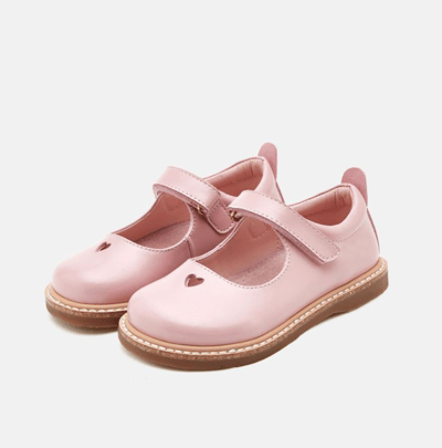 BellaVara英倫風全真皮款愛心簡約公主皮鞋-櫻花粉1