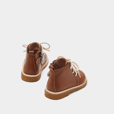 BellaVara全真皮軟底英倫風拉鍊短靴-咖啡2