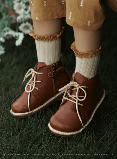 BellaVara全真皮軟底英倫風拉鍊短靴-深棕5