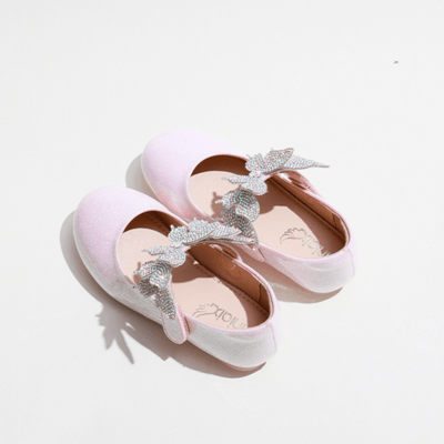 BellaVara 氣質水鑽蝴蝶公主鞋-公主粉2