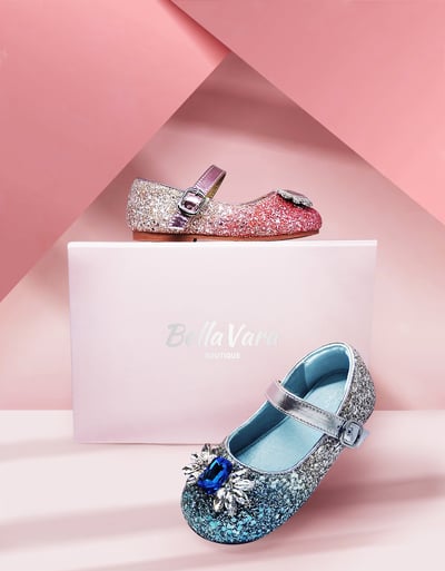 BellaVara閃耀漸變寶石公主鞋-閃耀粉2