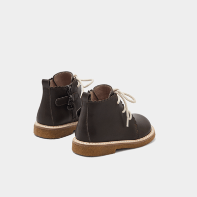 BellaVara全真皮軟底英倫風拉鍊短靴-深棕2