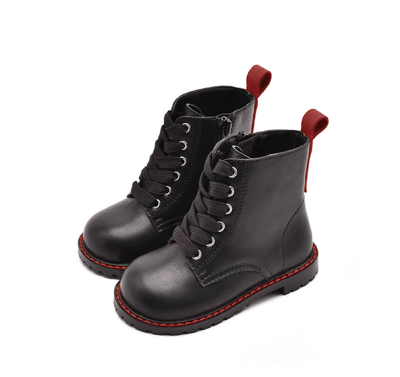 BellaVara 輕量化兒童六孔復古靴-黑1