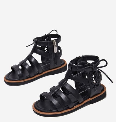 BellaVara春夏季新款百搭羅馬公主涼鞋-黑2