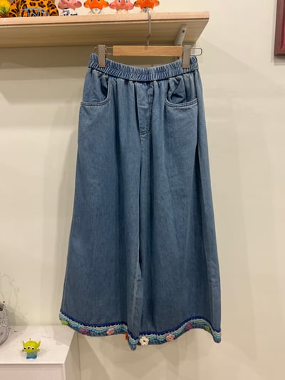 針織小花寬褲2
