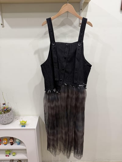 下拼彩紗牛仔吊帶洋2