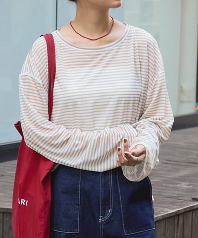薄紗條紋上衣2