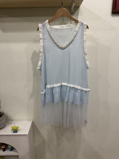 花邊v領拼紗背心4