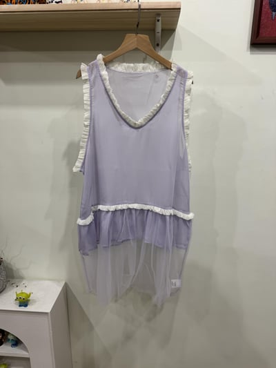 花邊v領拼紗背心6