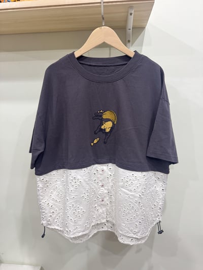下拼繡布貓貓刺繡上衣5