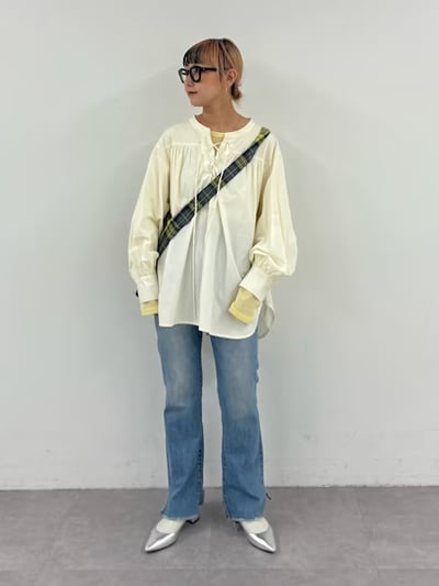 綁帶澎袖襯衫4
