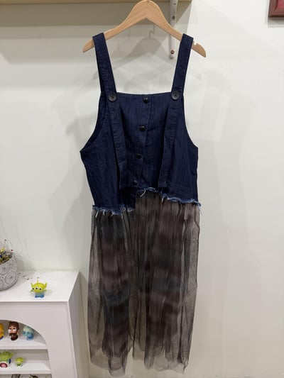 下拼彩紗牛仔吊帶洋4