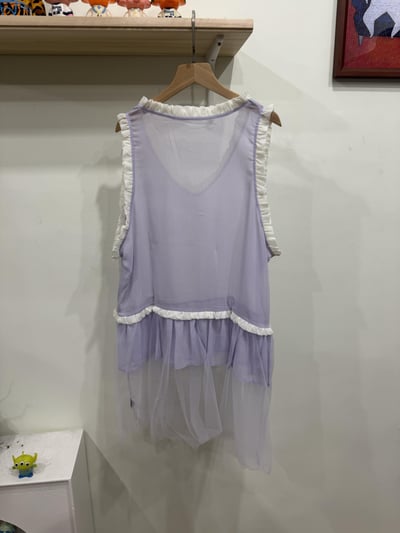 花邊v領拼紗背心7