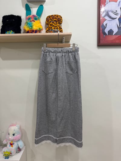 下擺拼接蕾絲棉裙-灰3
