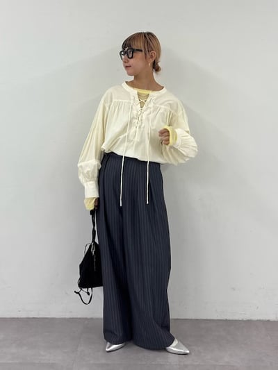 綁帶澎袖襯衫5