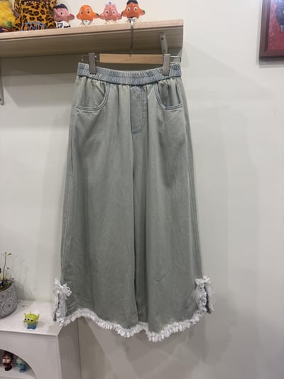 蕾絲蝴蝶結寬褲4