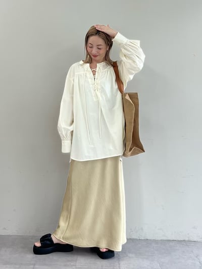 綁帶澎袖襯衫7