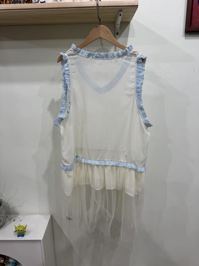 花邊v領拼紗背心3