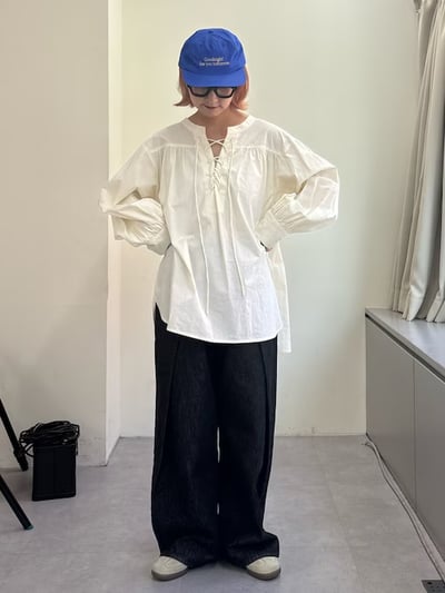 綁帶澎袖襯衫8