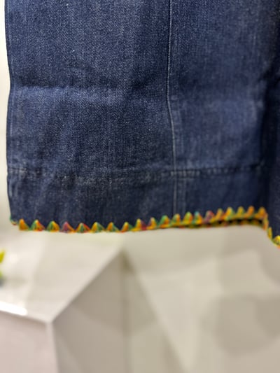 下擺彩邊牛仔寬褲3