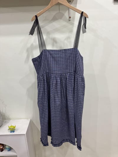 格子花邊吊帶洋3