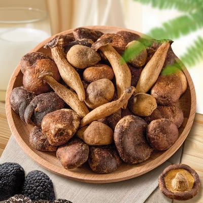 黑鬆露混合菌菇脆香菇鹿茸菇凍乾脆-一袋200g比買鮮菇還要划算！8