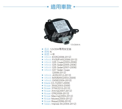 12V35W-N 12V35W HID專用安定器 N4