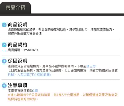 免運 免工資 TY-GT8602  MST 進氣系統5
