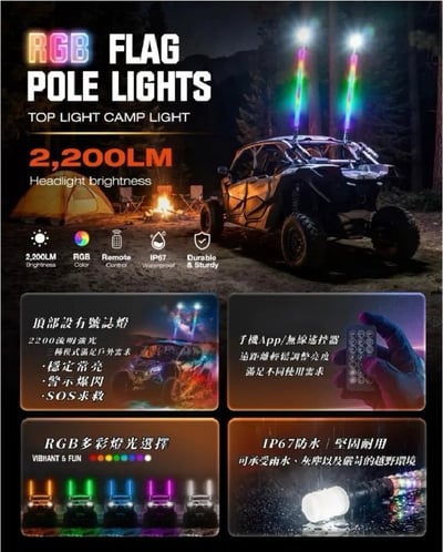 A500-WPL1-2P-3FT NOVSIGHT LED RGB 旗桿 天線燈4