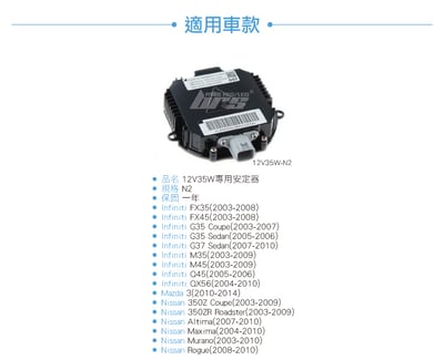 12V35W-N2 12V35W HID專用安定器 N24