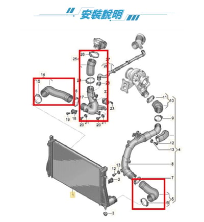 VWT030 EA888 EVO4 R 渦輪管(三支)2