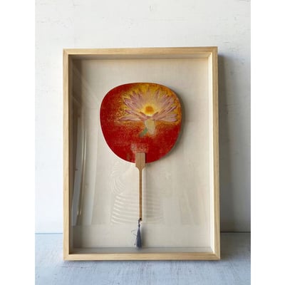 ｜膠彩扇子｜#150 圖懸浮+底絹1