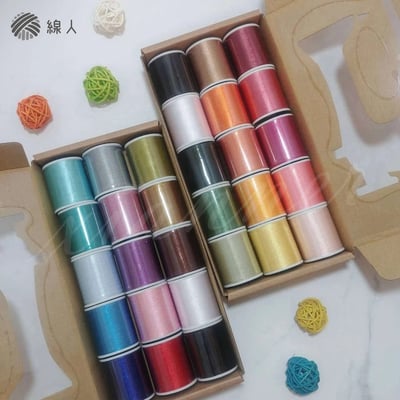 『線人』 光澤線 壓線 電繡 冰絲線 絲光 繡線 電繡 流蘇 精美盒裝 15入 兩色款3